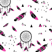 DREAM CATCHERS / fuchsia - Cotton woven fabric