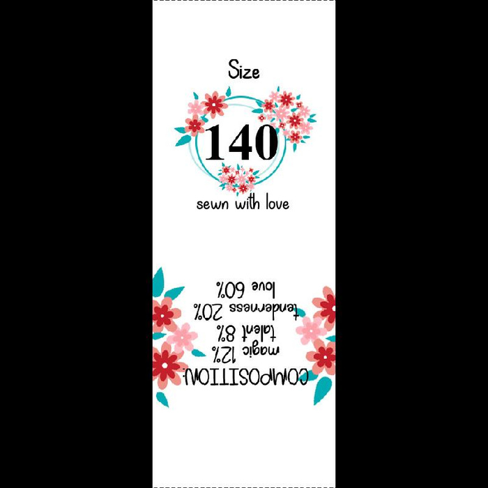 Mädchen Textillabel "BLUMEN" EN - 9 Stck Set / Größe nach Wahl