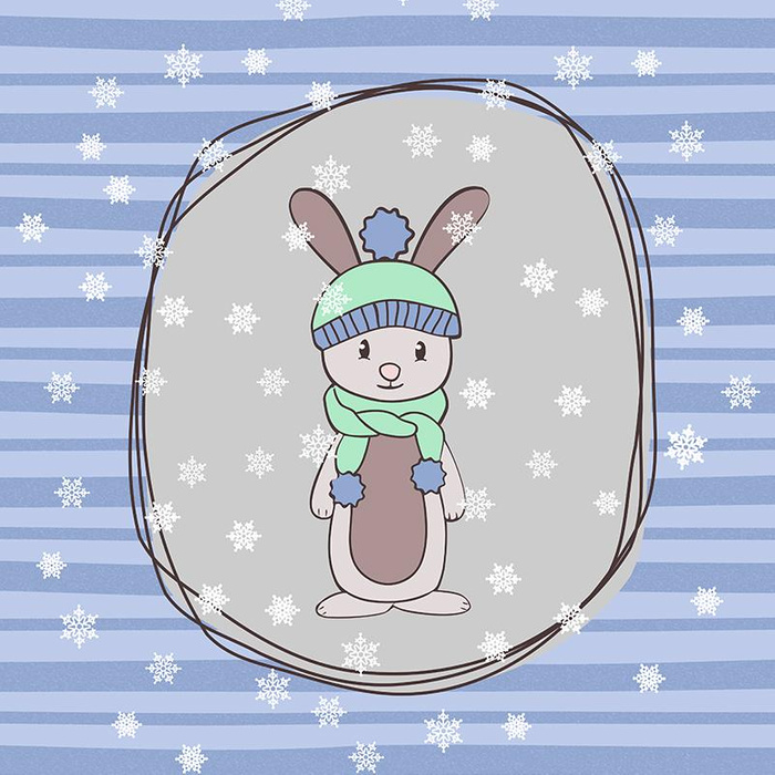 WINTERHÄSCHEN / blau - Paneel