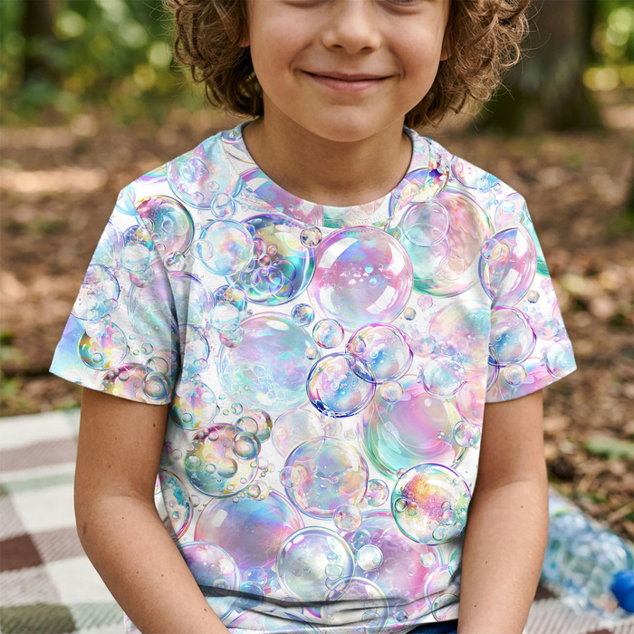 RAINBOW BUBBLES - Jersey wiskozowy