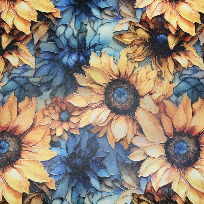 Sunflowers wz. 9 - thick pressed leatherette