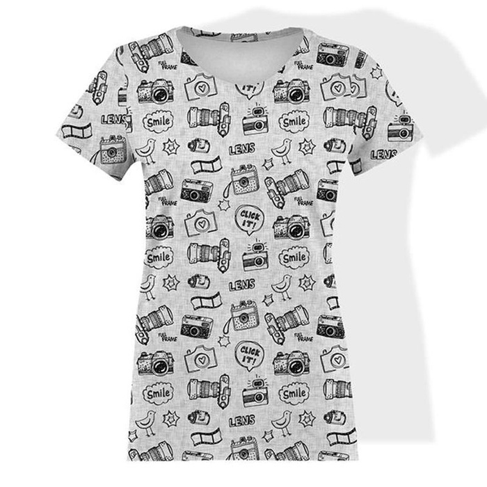 T-SHIRT DAMSKI - FOTOGRAF (HOBBY I ZAWODY) - szary / acid - single jersey XXXL