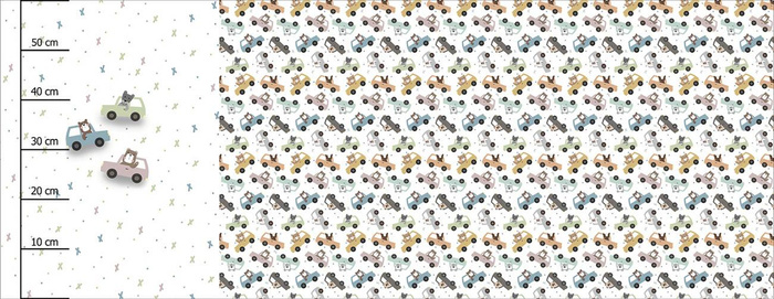 BAREVNÁ AUTÍČKA vz. 3 (MĚSTSKÉ MEDVÍDCI) - panoramic panel SINGLE JERSEY