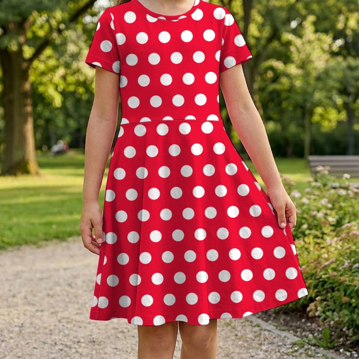 RED POLKA DOTS - viscose woven fabric