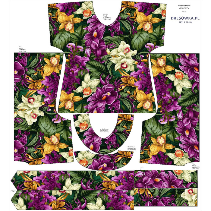 KIMONO BLUSE - EXOTIC ORCHIDS MS. 7 - Nähset S-M
