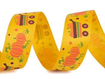 Grosgrain ribbon 25 mm pumpkin - canary yellow
