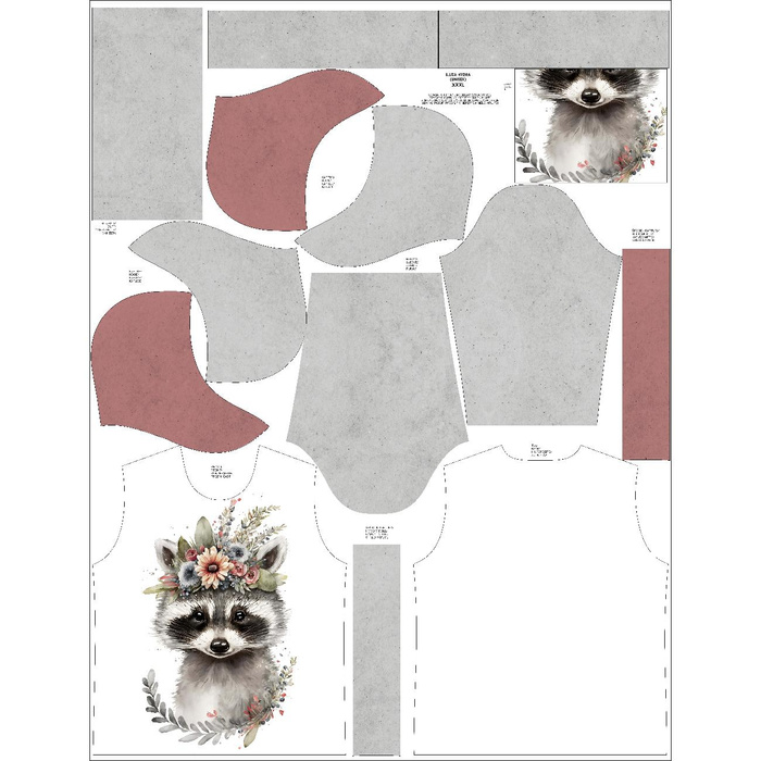 Unisex mikina s kapucí (HYDRA) - BABY RACCOON - Sada šití XL