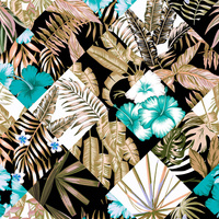 TROPICAL CHECK / golden - quick-drying woven fabric
