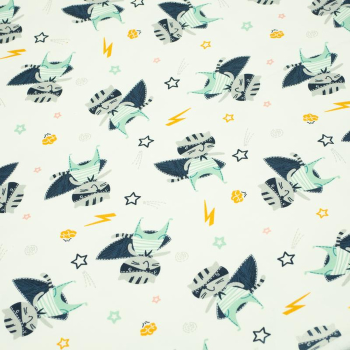 SUPER KOČKA / bílá - teplákovina PE240