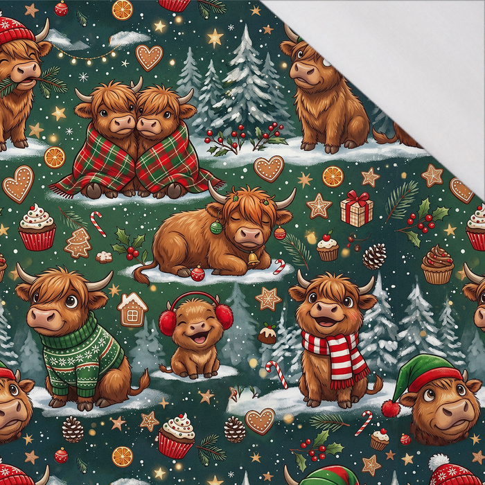 CHRISTMAS HIGHLAND COWS - single jersey