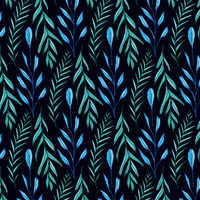 BLUE LEAVES pat. 3 / black - Nylon fabric Pumi