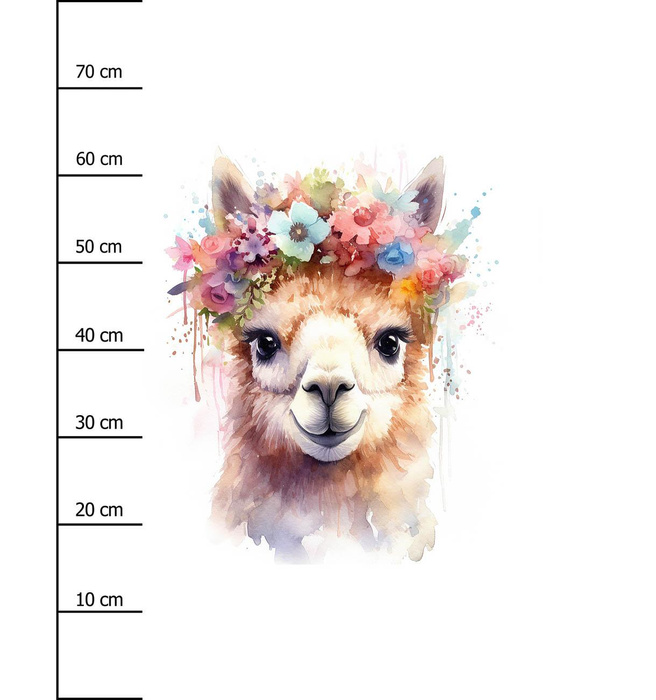 WATERCOLOR LAMA - panel (75cm x 80cm) brushed knitwear with elastane ITY