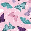 BUTTERFLIES PAT. 5 / pink (PURPLE BUTTERFLIES) - single jersey with elastane