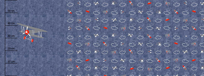 DVOUPLOŠNÍK (LETADLA) / ACID WASH TMAVOMODRý - PANORAMICKÝ PANEL (60 x 155cm)