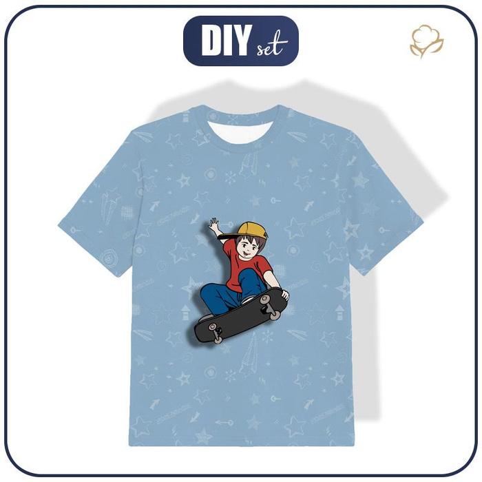 T-SHIRT DZIECIĘCY - FELIX (SKATER) / niebieski - single jersey