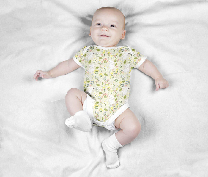 BUNNIES ON A MEADOW  - single jersey with elastane 