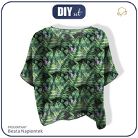 LEHKÁ HALENKA OVERSIZE "ELENA" - LISTY A HMYZ VZ. 4 (TROPICKÁ PŘÍRODA) / černá - Sada šití