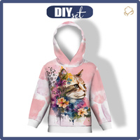 KINDER HOODIE (ALEX) - WATERCOLOR CAT MS. 1 - Sommersweat (110/116)