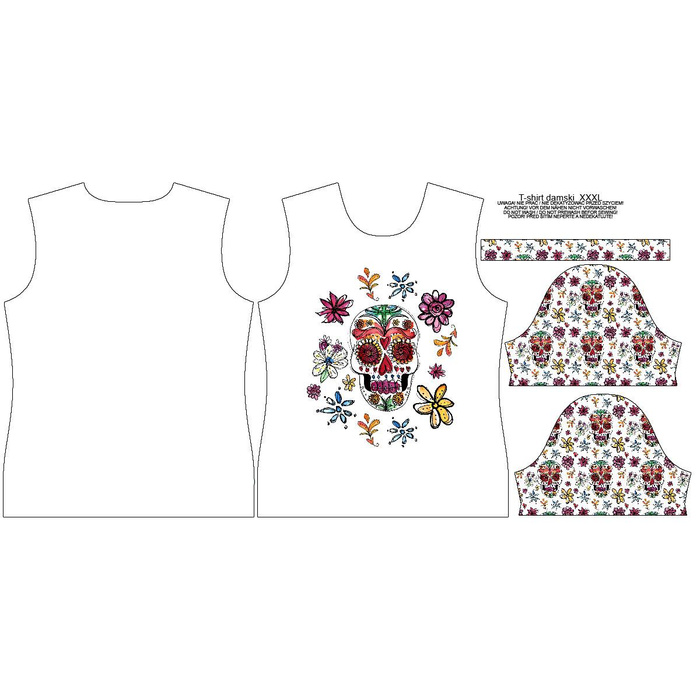 DAMEN T-SHIRT - TOTENKÖPFE Ms. 2 / weiß (DIA DE LOS MUERTOS) - Single Jersey