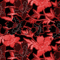 BLUMEN Ms. 7 (rot) / schwarz - Wasserabweisende Webware