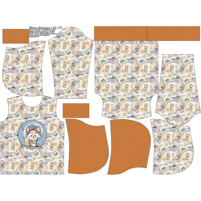 KID'S HOODIE (ALEX) - SPACE CUTIES pat. 13 (CUTIES IN THE SPACE) - looped knit fabric (98/104)