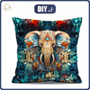 PILLOW 45X45 - ANIMALS CRACKED pat.3 (elephant) - Cotton woven fabric - sewing set