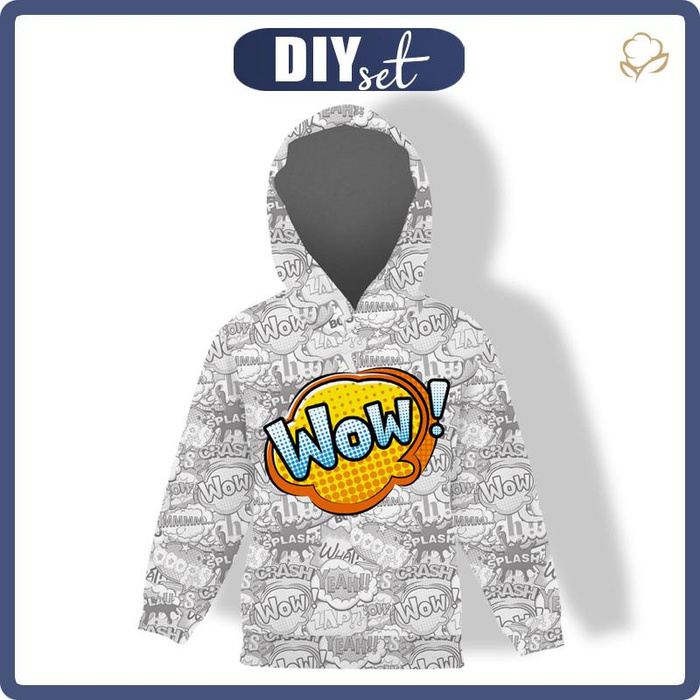 KID'S HOODIE (ALEX) - COMIC BOOK / wow - looped knit fabric (146/152)