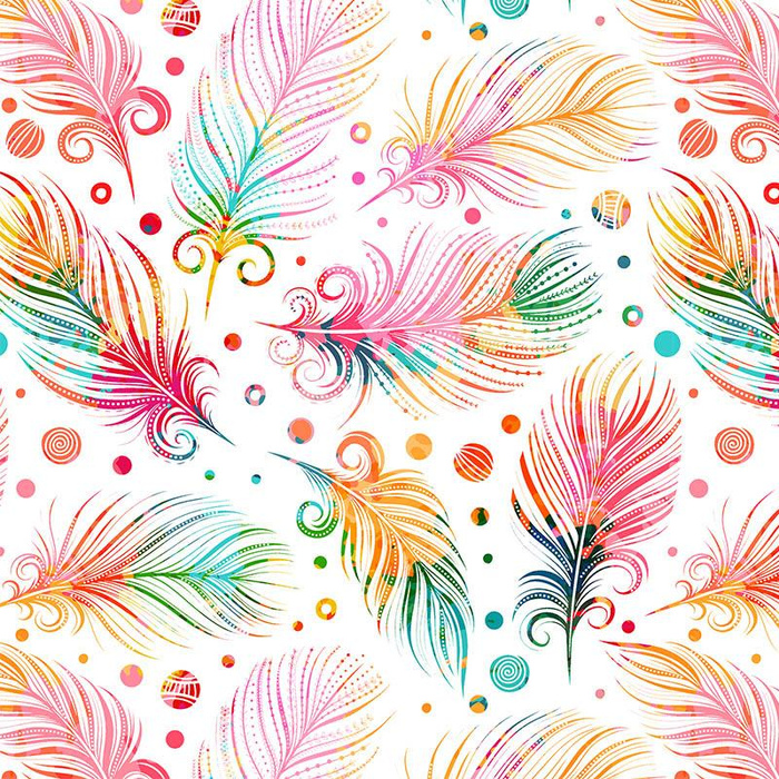 RAINBOW FEATHERS - Cotton muslin