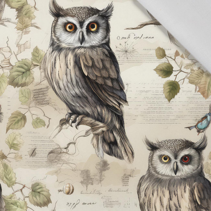 PASTEL BIRDS M. 4 (EULE) - Baumwoll Webware