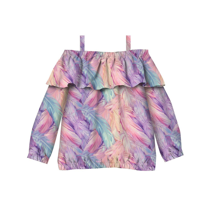 Bardot neckline blouse (VIKI) - PIÓRKA WZ. 1 - sewing set - 98-104