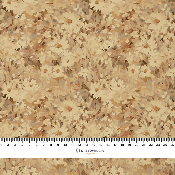 BEIGE / FLOWERS - tkanina bawełniana