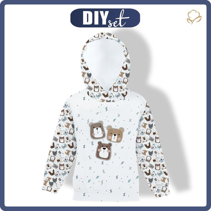 KID'S HOODIE (ALEX) - BEARS / brown (CITY BEARS) - looped knit fabric (122/128)