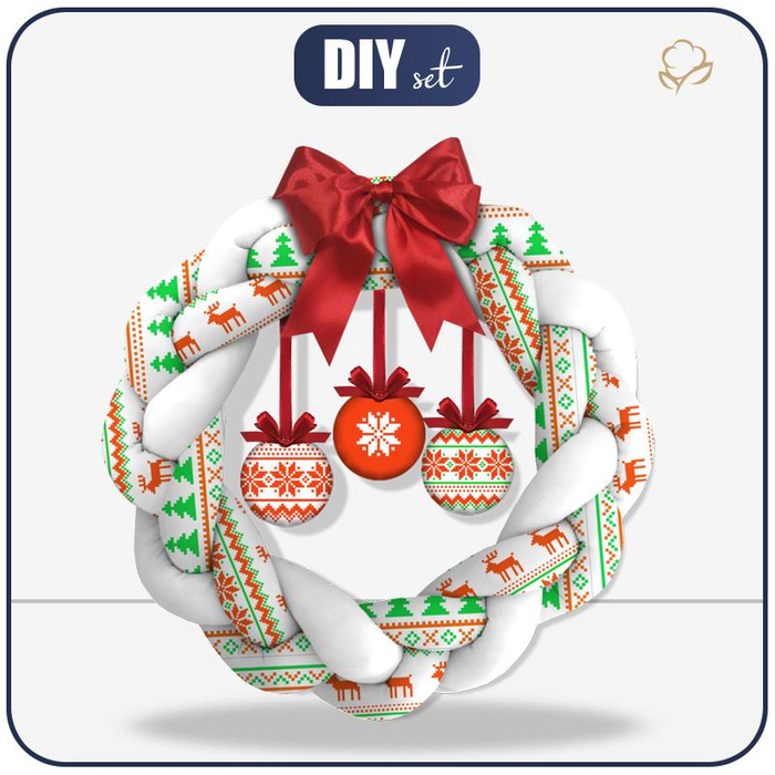 WEIHNACHTSKRANZ - RENTIERE MST. 2 / rot- grün - Nähset