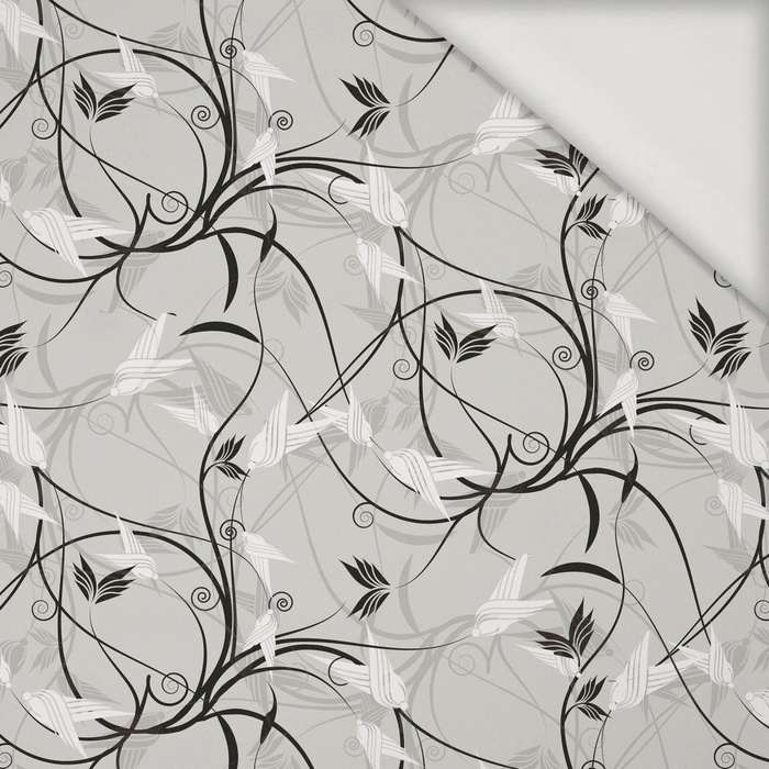 LEAVES pattern no. 1 (grey) - Viscose jersey