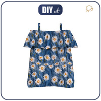 Bardot neckline blouse (SARA) -  DAISIES DENIM IMITATION WZ. 2 - sewing set