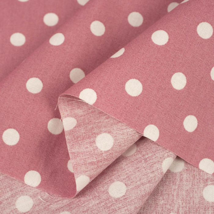 WHITE PEAS / Flamingo Pink - Cotton woven fabric