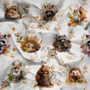 AUTUMN ANIMALS / white - Cotton muslin