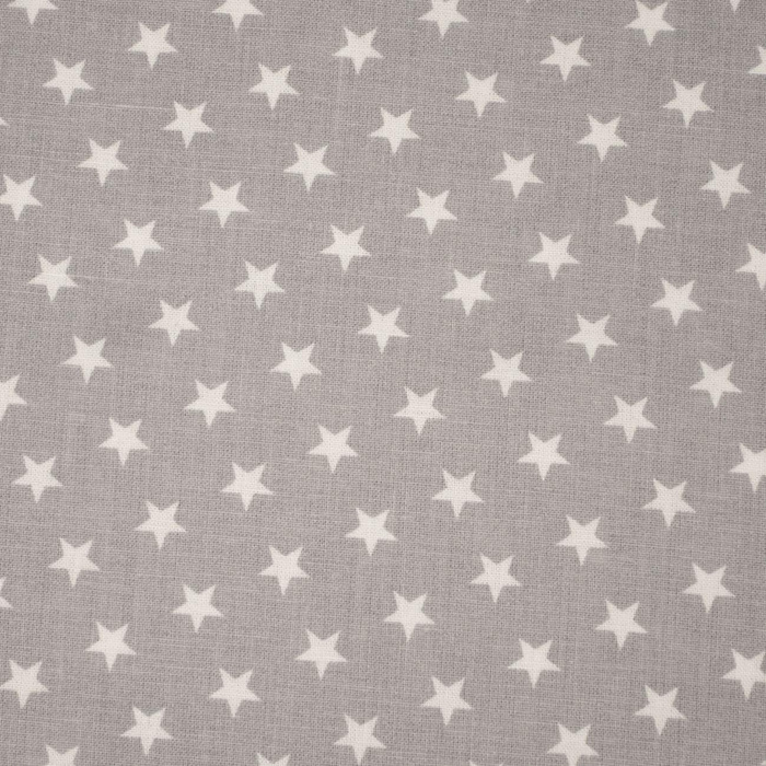 WHITE STARS / grey - Cotton woven fabric