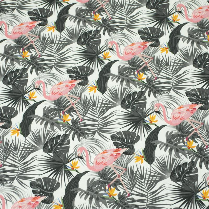 FLAMINGOS WITH LEAVES 2.0 - quick-drying woven fabric