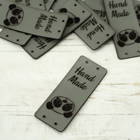 Falt-Label "Hand Made" - Panda 2 x 5 cm - grau