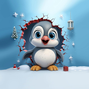 HAPPY PENGUIN - PANEL (60cm x 50cm) tkanina wodoodporna