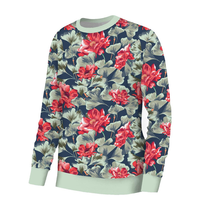 BASIC DAMEN SWEATSHIRT (HANA) - ROTE MOHNBLUMEN (ROTER GARTEN) - Sommersweat - XXXL