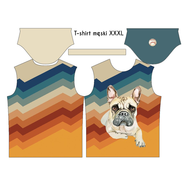 MEN’S T-SHIRT - BULLDOG / STRIPES - single jersey XS