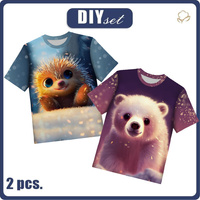 2-PACK - T-SHIRT DZIECIĘCY - ANIMOWANE ZWIERZAKI WZ. 1 - ZESTAW DO USZYCIA (140/146)