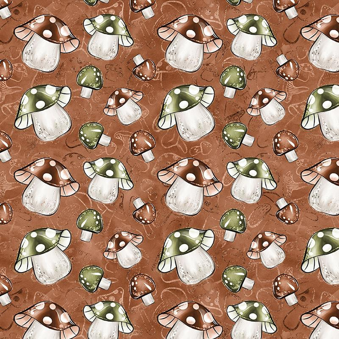 LEŚNE GRZYBY WZ. 1 / brąz - single jersey 120g