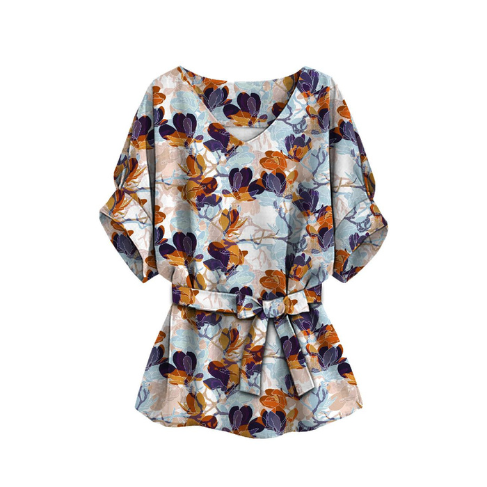 BLUZKA TYPU KIMONO - MAGNOLIE wz. 2 (kolorowy) - zestaw do uszycia S-M