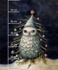 VINTAGE CHRISTMAS OWL PAT. 1 - panel (60cm x 50cm) Waterproof woven fabric