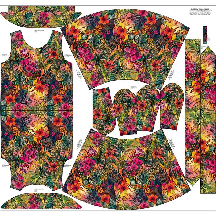 SUKIENKA "EMMA" - NEON JUNGLE WZ. 6 - Jersey wiskozowy z elastanem XXL