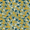 SMALL FLOWERS pat. 2 / blue - viscose woven fabric