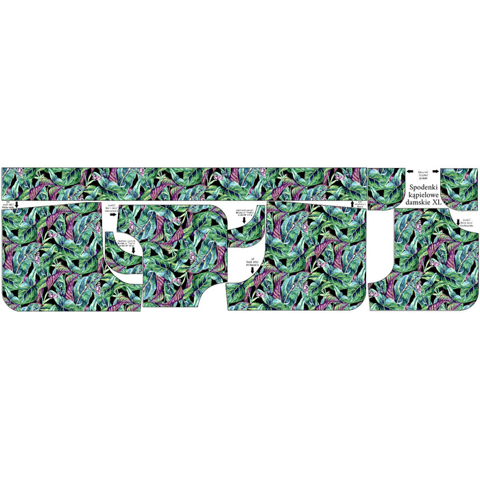 Women’s boardshorts - MINI LEAVES AND INSECTS PAT. 1 (TROPICAL NATURE) / black XL